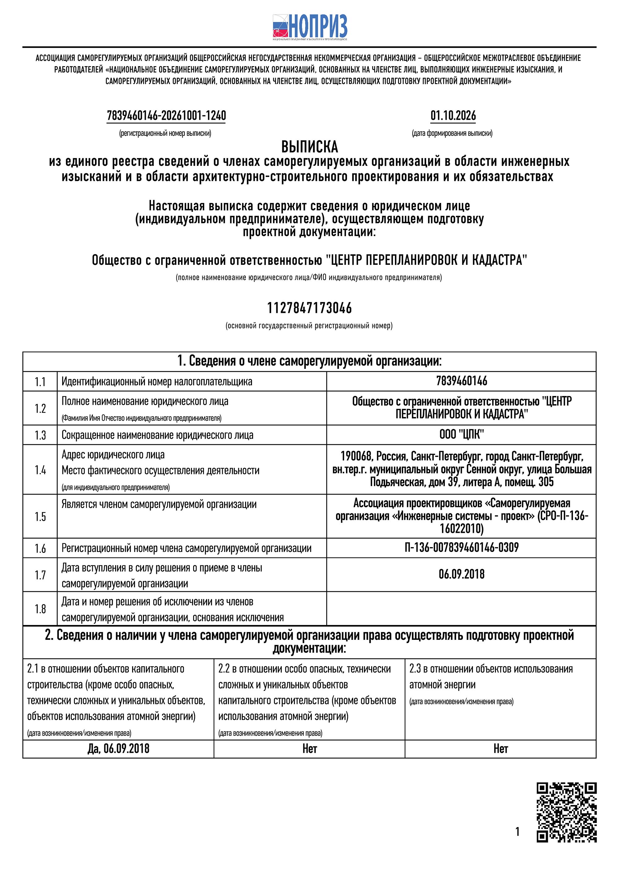 Документ СРО по проектированию